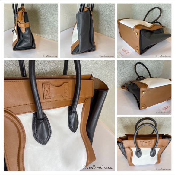 🎈SOLD Tricolor Mini Luggage Tote Brown Black - Picture 5 of 8